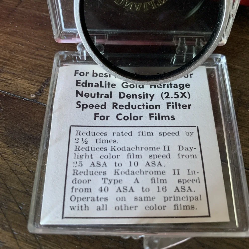 VTG 1962 EdnaLite Gold Heritage Neutral Density 2.5X Coated Filter Color Films‎
